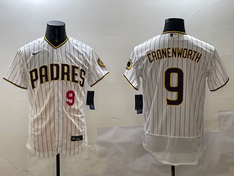 Men San Diego Padres #9 Cronenworth White Stripe Elite 2025 Nike MLB Jersey style 4->san diego padres->MLB Jersey